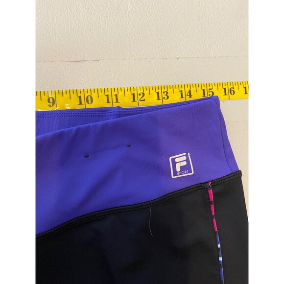 Fila Leggings Black & Purple Multicolor Accents Large - Picture 6 of 7